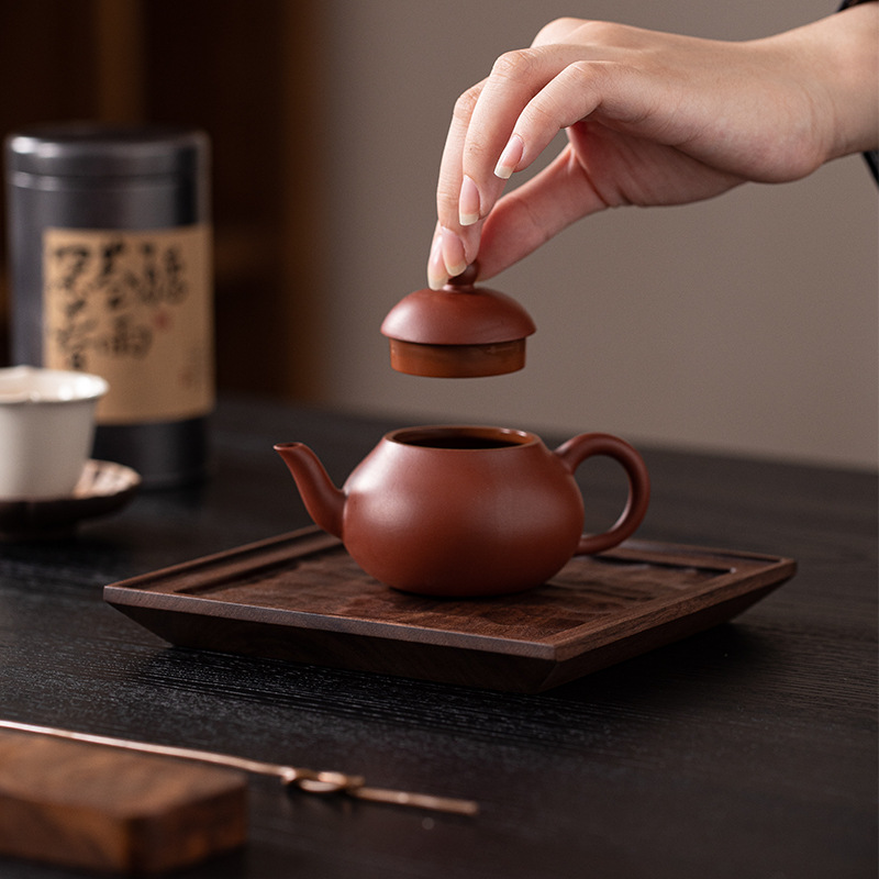 North American Walnut Pot Holder, New Chinese Style Solid Wood Teapot, Purple Sand Pot Base, Dry Tea Tray, Kung Fu Tea Set Accessories
