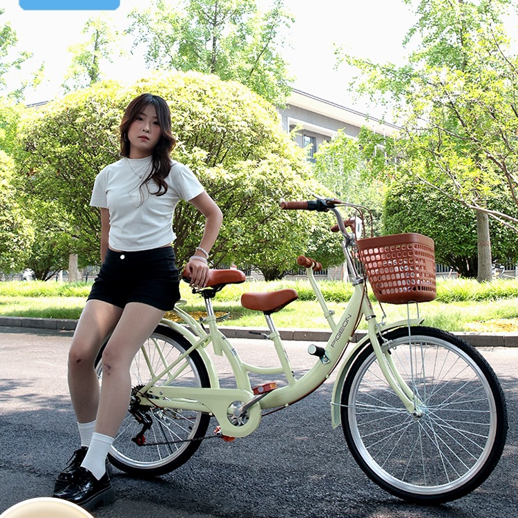 Parent-Child Bicycle 24inch Can Carry Three Children to Pick up and Drop Off Children. Lightweight Variable-Speed Mother-Child Commuting Bicycle