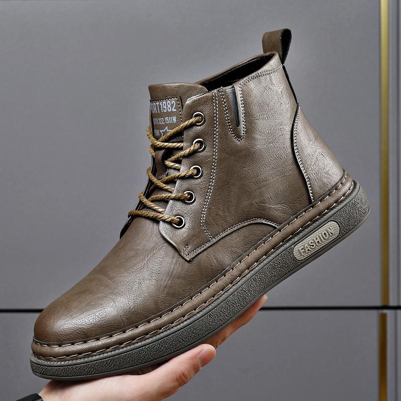 Новые зимние кожаные ботинки, утепленные флисом, теплые повседневные обувь