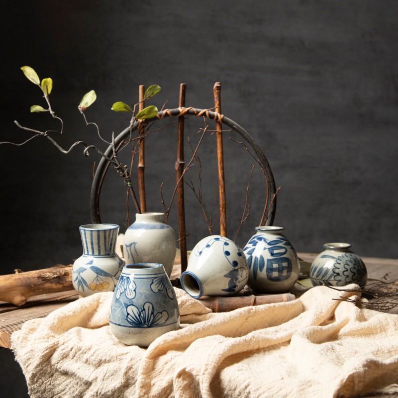 ins Style Vintage Artistic Ceramics Desktop Ornaments for Raising Copper Herb Decorations Small Vase Jingdezhen Handmade Ceramics