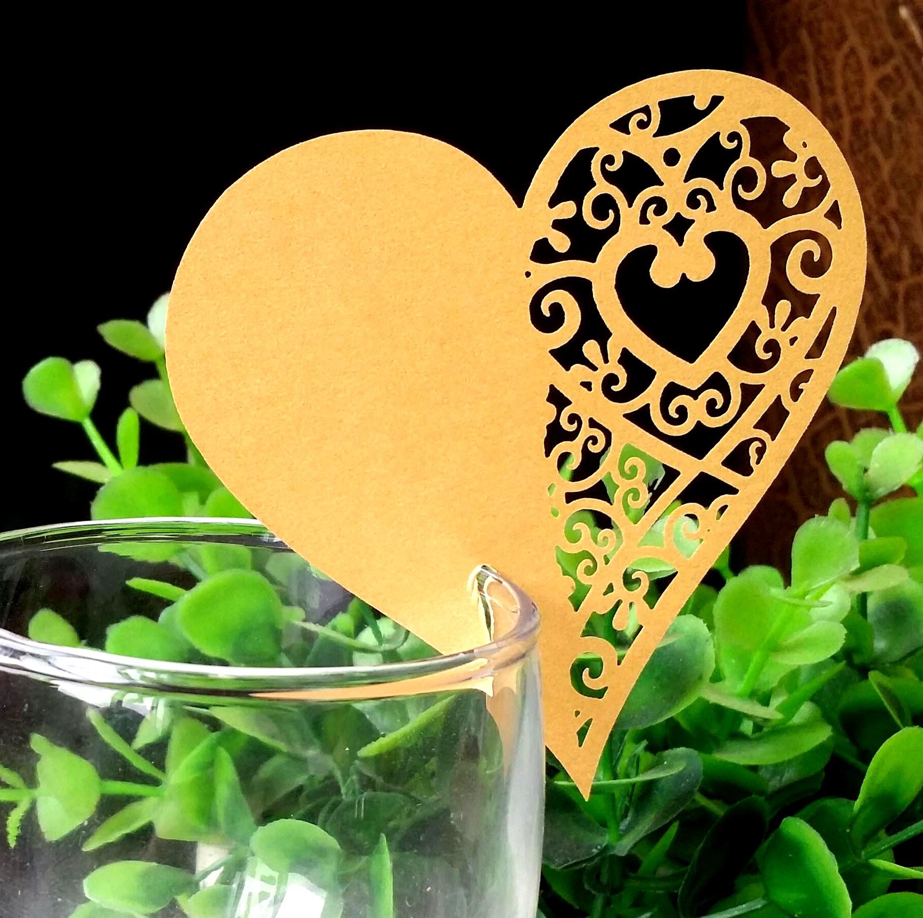 Карточка с любовью в виде пустотелого кубка золотая перламутровая бумажная карточка для вина персонализированная оптом