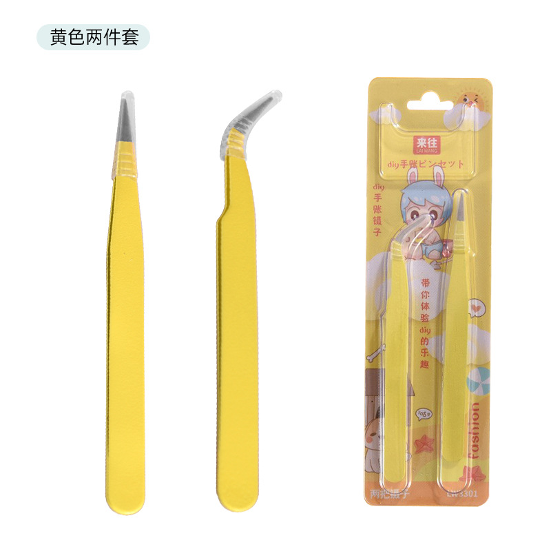 False eyelash tweezers DIY handmade clip 1.0MM black tweezers straight elbow ESD-15