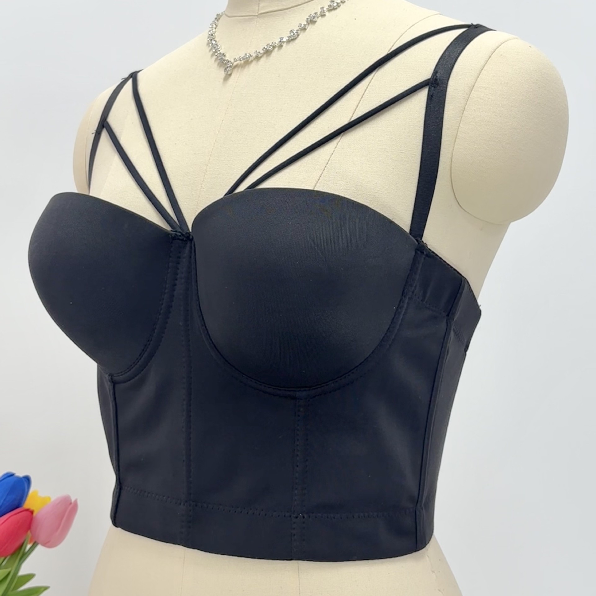 Cross-Border Foreign Trade Wearable Tight Camisole Large Size Red Fishbone Bra Corset Top Fishbone Tube Top
