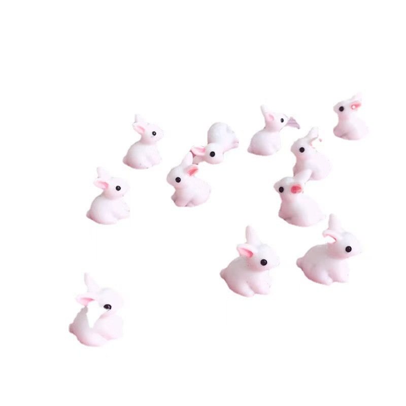 Micro Landscape Miniature Ornaments Small Ears White Rabbit Bag Ornaments Resin Crafts Mini DIY Accessories