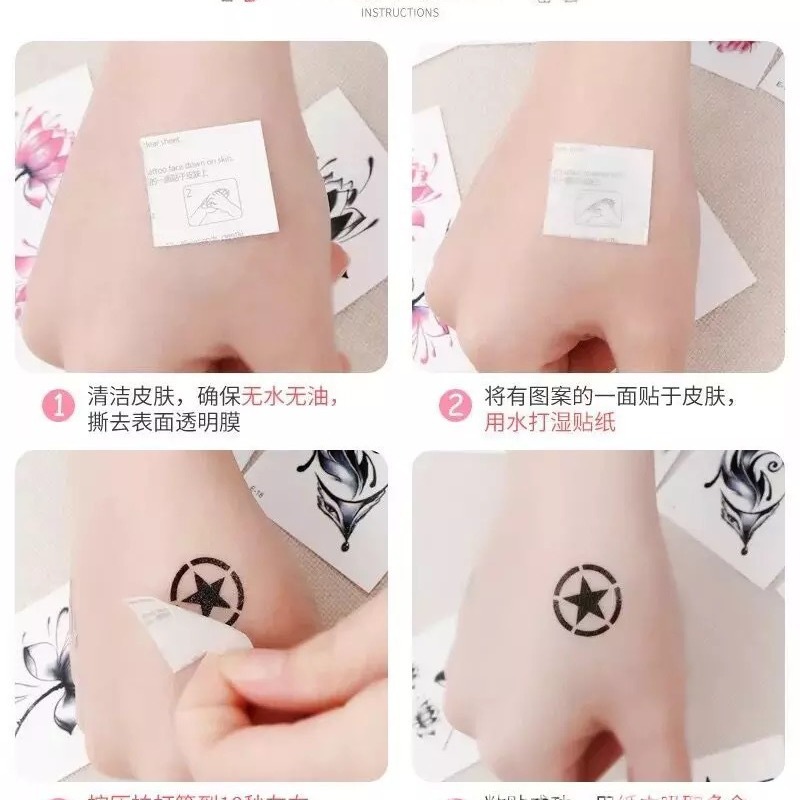 In stock wholesale fresh tattoo stickers durable South Korea Harajuku tattoo flower cartoon star sexy tattoo stickers