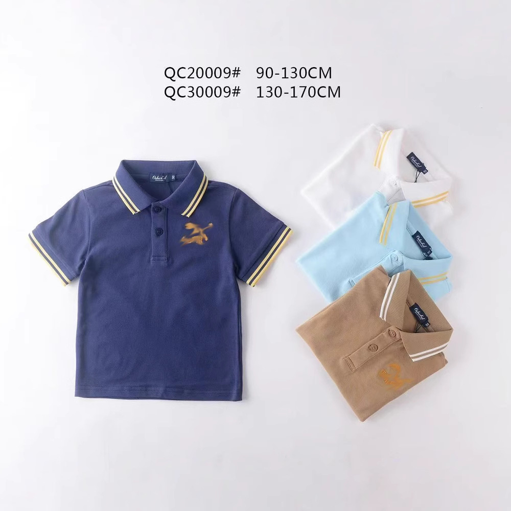 New Foreign Trade Boys' Short-Sleeve Polo Shirt, Medium and Large Children's Pique Cotton Polo Shirt, Children's Collared Top, T-Shirt, Shirt