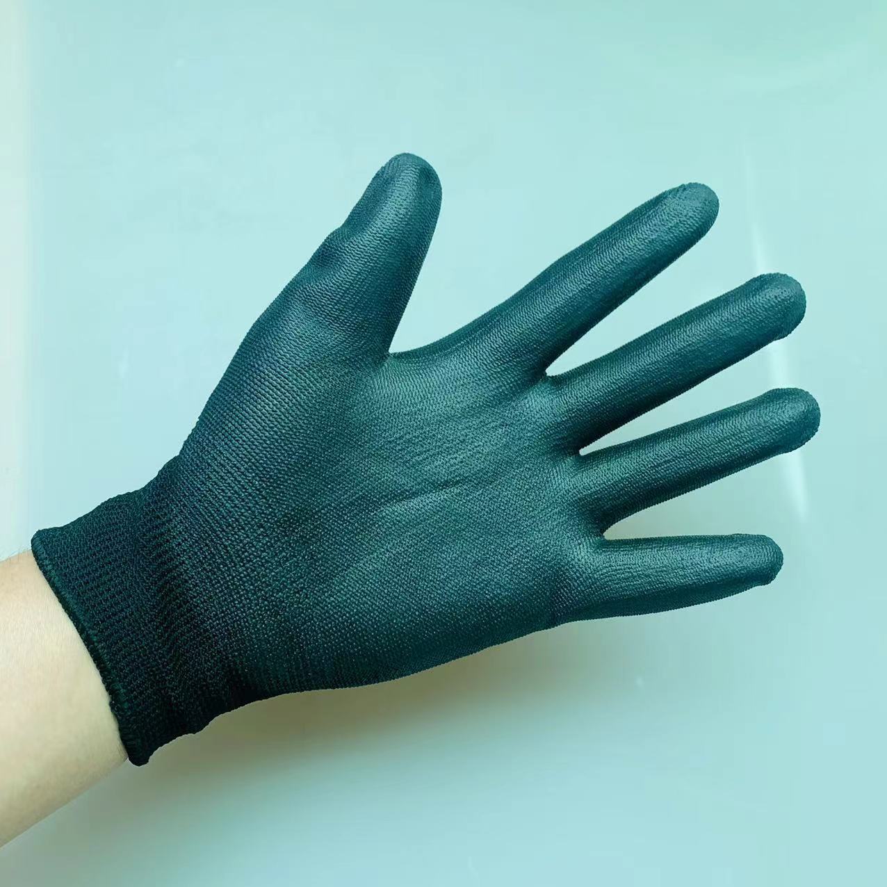 Manufacturer Supplies Black Dust-Free Coated Palm Gloves Pu Coated Palm Gloves Pu Nylon Coated Palm Gloves 789 Anti-Static