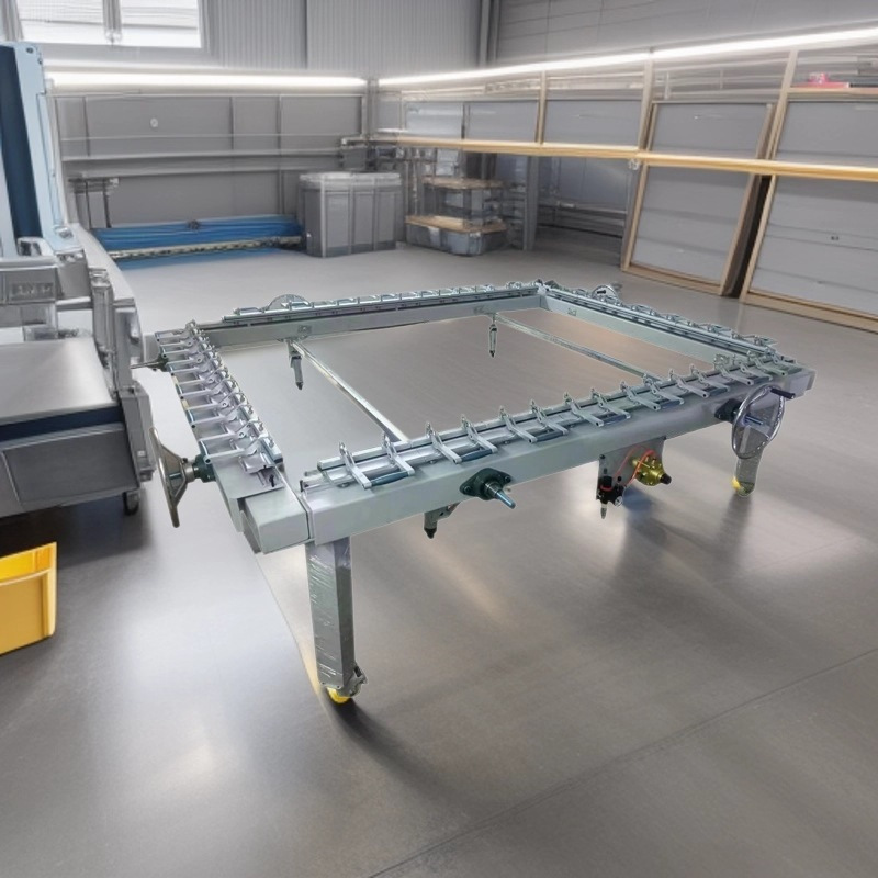 Mechanical Screen Tensioning Machine, Precision Chain Turbine Screen Tensioning Machine before Printing, Pneumatic Double Aluminum Clamp Screen Tensioning Machine