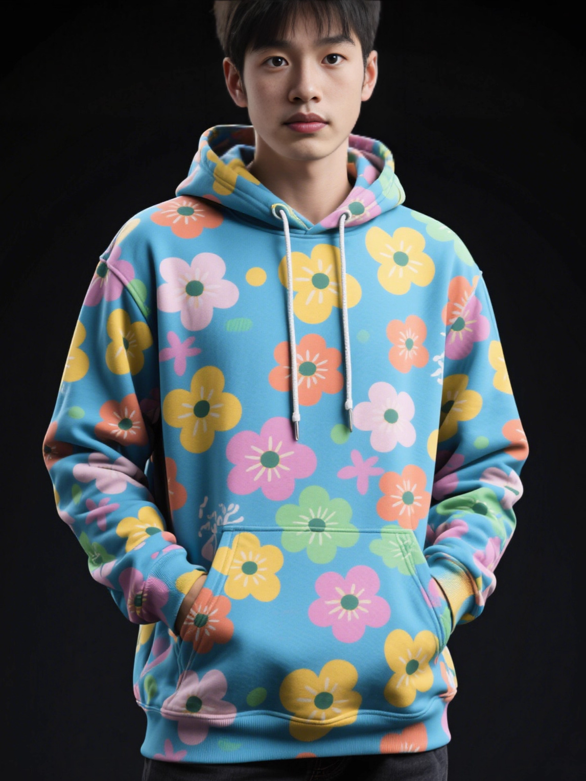 Full-Body Digital Print Sweatshirt Custom Cross-Border European and American Style Sublimation Men's Pullover Hoodie Fleece Top