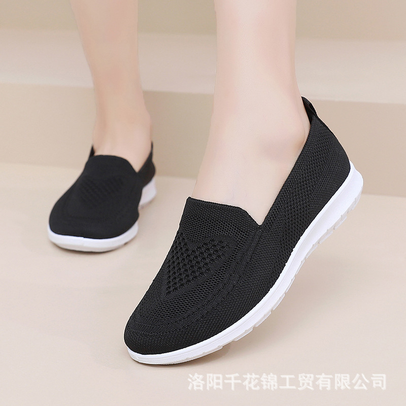 Old Beijing Cloth Shoes Women's Spring Slip-on Fly-woven Breathable Casual Women's Shoes TEMU Cross-border plus size Women's Flat Shoes