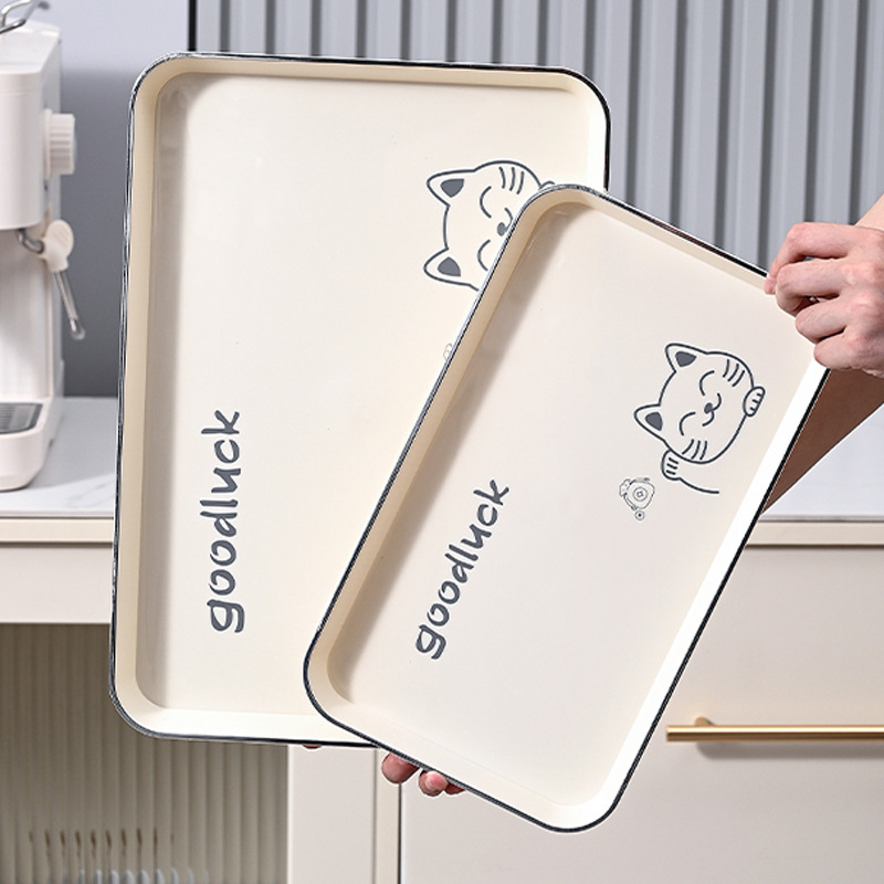 Tea tray tray rectangular plastic household living room tea cup water Cup plate fruit dessert storage tray light luxury style