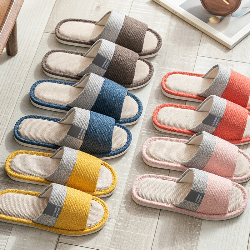 New Four Seasons home Japanese linen slippers indoor opening men and women couples wooden floor cotton linen factory wholesale