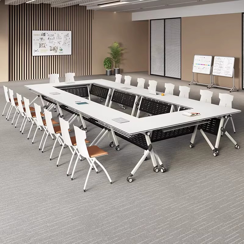 Foldable Conference Training Table and Chair Mobile Splicing Combination Multi-functional Office Long Double Wheeled Simple Desk