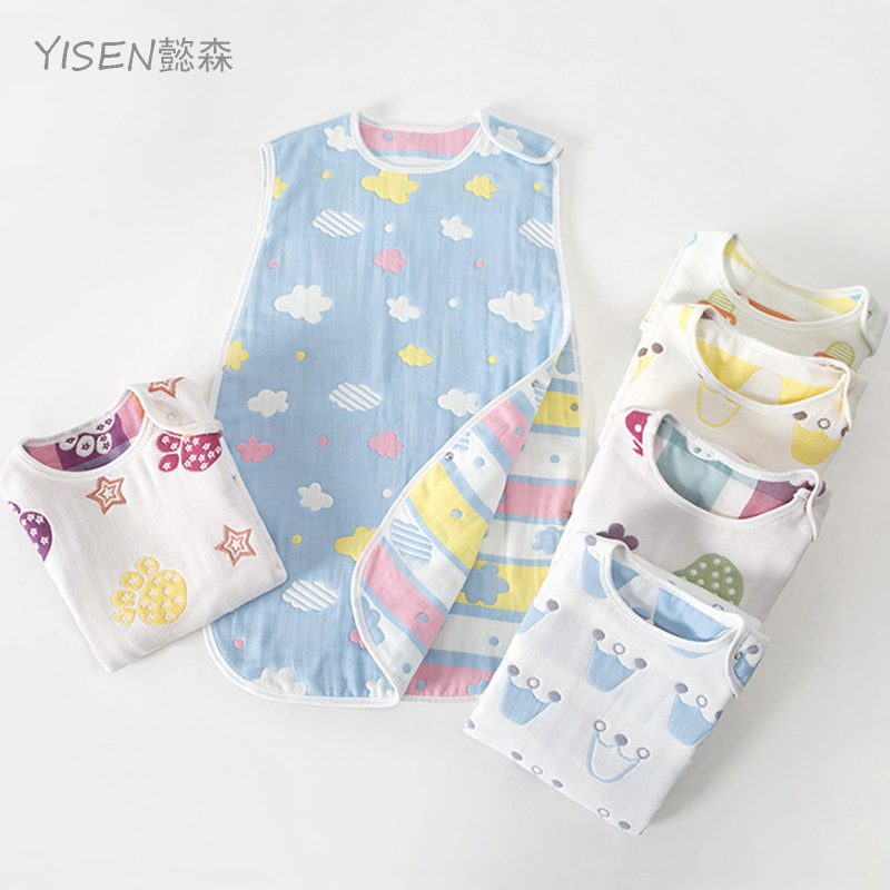 Wholesale Baby Mushroom Sleeping Bag Children's Four Seasons Universal Air-conditioning Room Cotton Anti-kick Vault Six-layer Gauze Sleeping Bag
