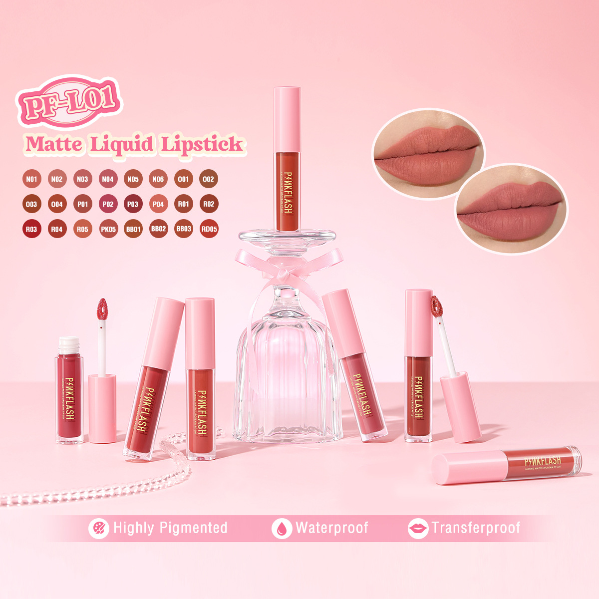 Pinkflash Moisturizing Non-Stick Cup Matte Lip Glaze L01 Only for Export, Purchase Distribution, Not Sold for Personal Use