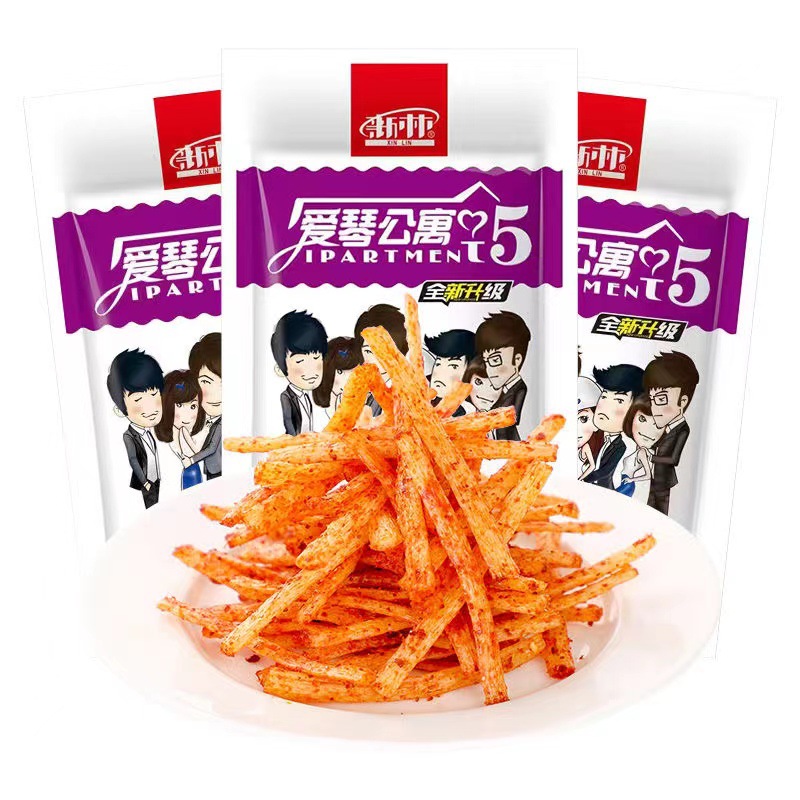 Xinlin Love Apartment Spicy Strips Hunan Chongqing Spicy Snacks Wholesale Post-80S Childhood Nostalgic Gluten