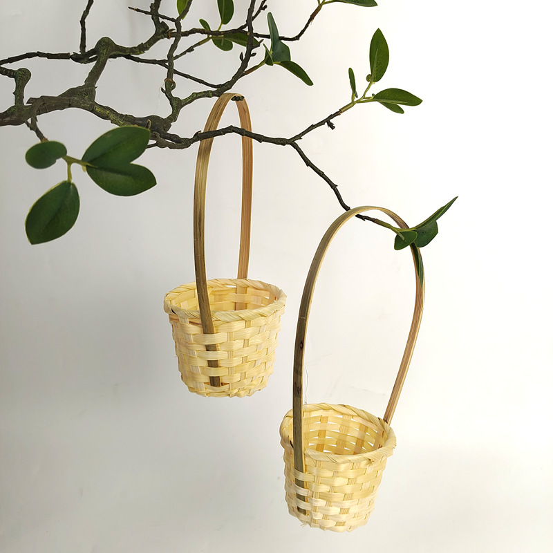 Портативная бамбуковая корзина, маленькая бамбуковая корзина, домашние украшения, для риса, наклеек, закусок, конфет, мини бамбуковая корзина из ротанга