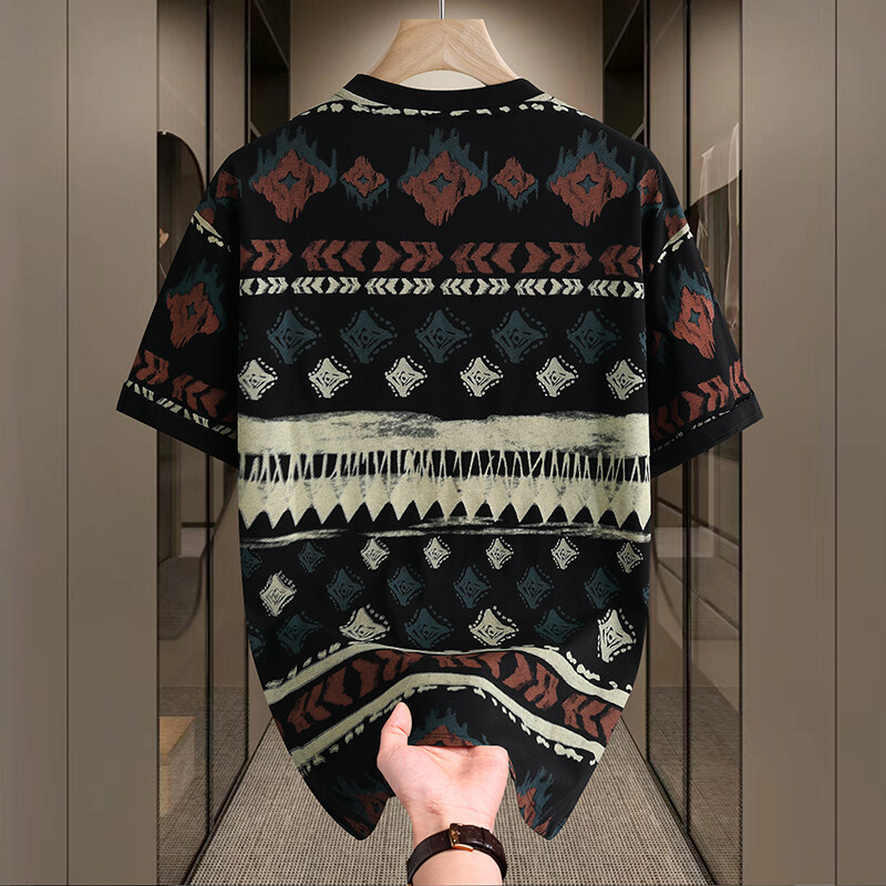 1198 Summer New Loose Short-Sleeved T-Shirt Men's Trendyy Fashionable Breathable Gas Shirt