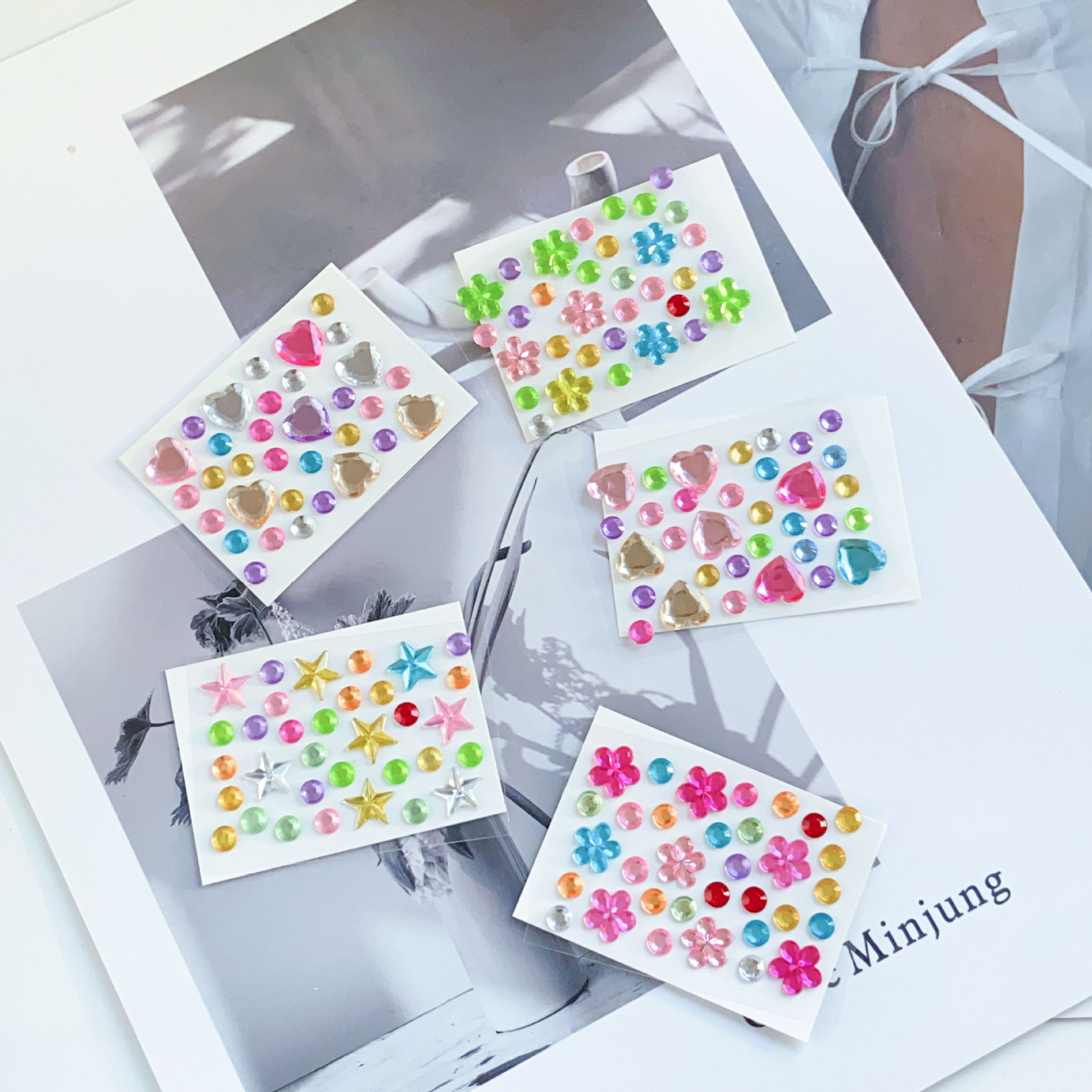 Mini Gemstone Series Stickers DIY Kidsren's Princess Cartoon Diamond Acrylic Diamond Stickers Ins Style Heart Diamond Stickers