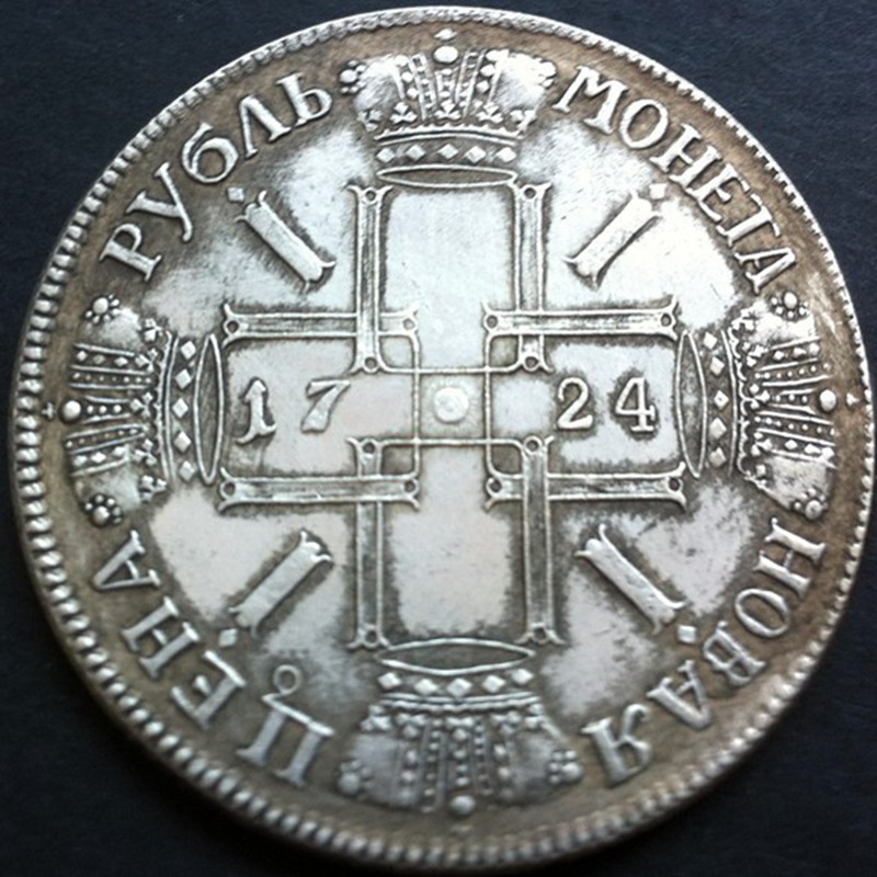 Russian Antique Coins 1724 Ruble Coin 40mm