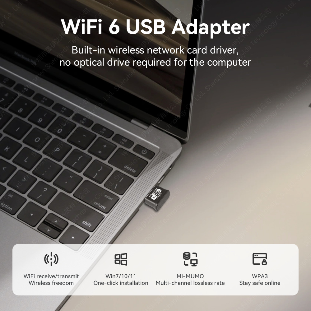 Driver-Free Mini 286m Wireless Network Card Desktop Laptop USB Wireless Network Wifi6 Receiver