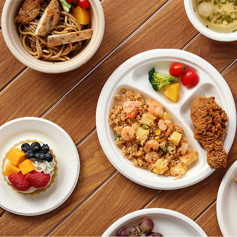 Paper plate handmade disposable pulp plate 6 7 8 9 10 inch white sugar cane pulp plate disc painting painting plate