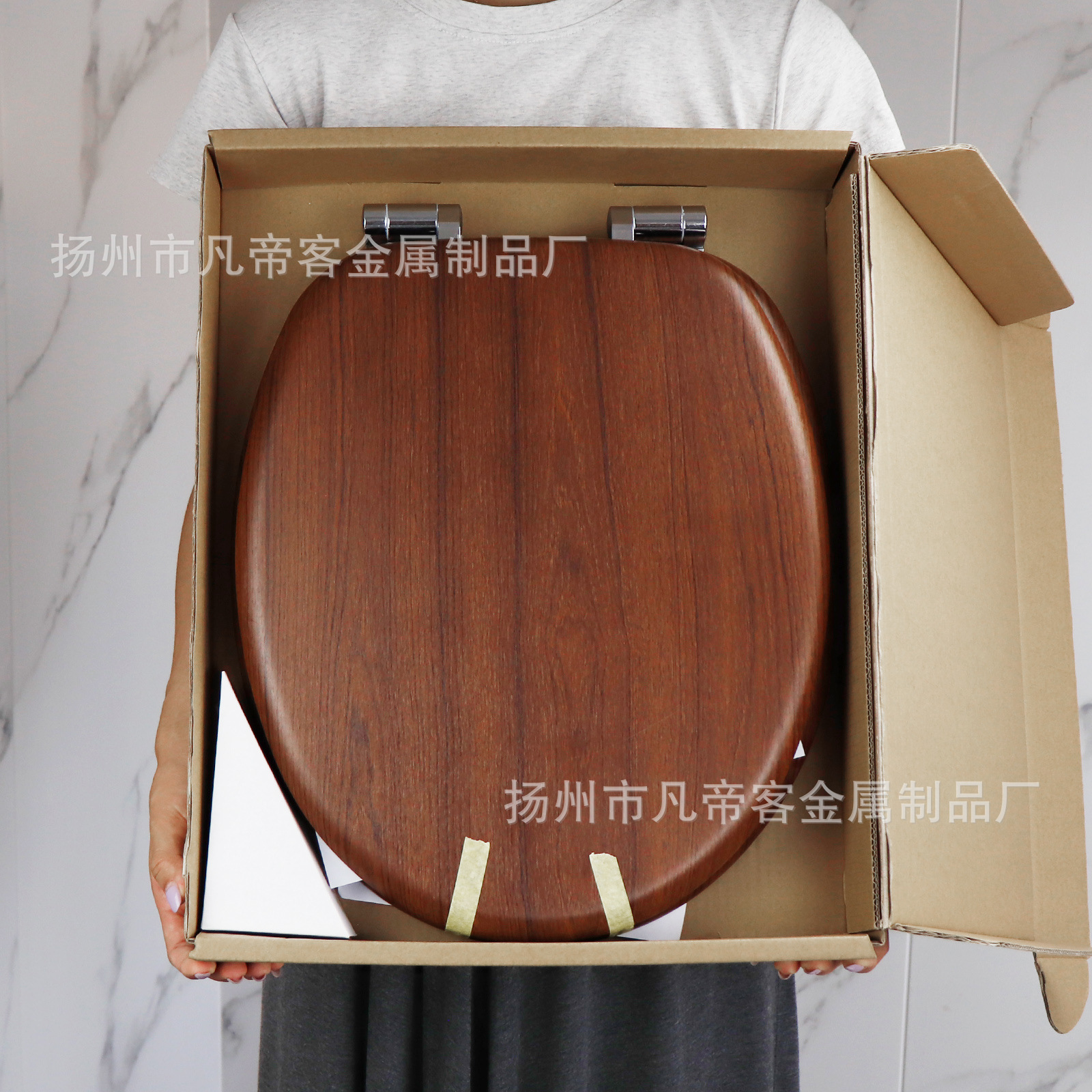 Factory direct density board wood MDF toilet lid pvc veneer wood grain pattern with slow drop
