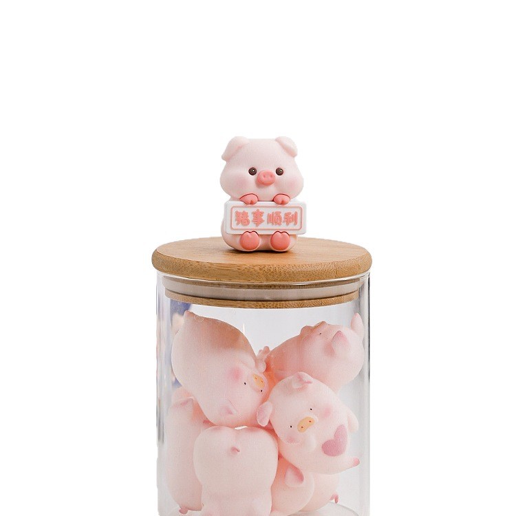 Glass Sealed Jar, Hand-Made Display Storage Jar, Cute Female Ornaments, Bottle with Lid, Cute Blind Bag, Round Transparent Jar