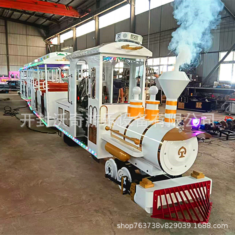 Medium-Sized Rail Train, Large Amusement Equipment, Multi-Person Children's Outdoor Scenic Spot with Smoke and Whistle, Flower Sea and Lotus Pond