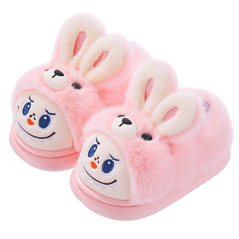 Baby Cotton Slippers Winter Cute Cartoon Boys and Girls Indoor Family Shoes Warm Thick-Soled Non-Slip Kidsren's Bag Heel Cotton Shoes