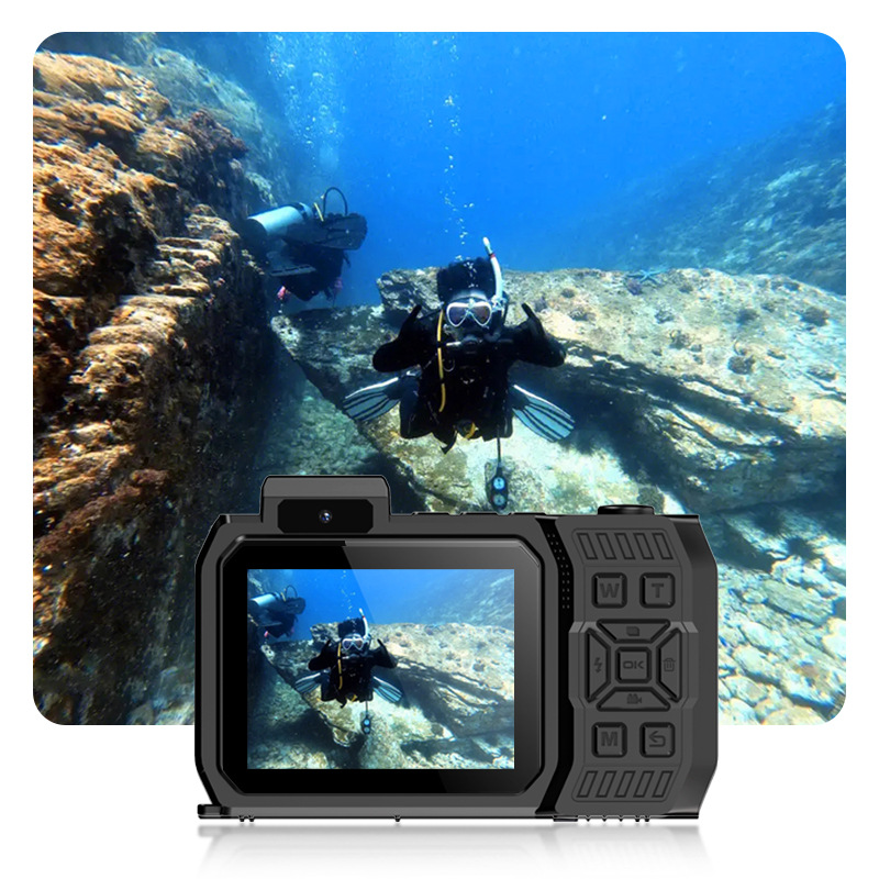 Cross-Border Bare Metal Waterproof Camera D50 Dual-Screen Selfie Outdoor Sports Hd Diving 10m Camera Swimming