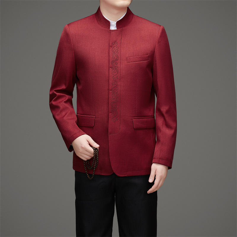 Spring and Autumn Men's Casual Tunic Suit Tang Suit Men's New Chinese Style Suit Jacket National Style Elderly Suit