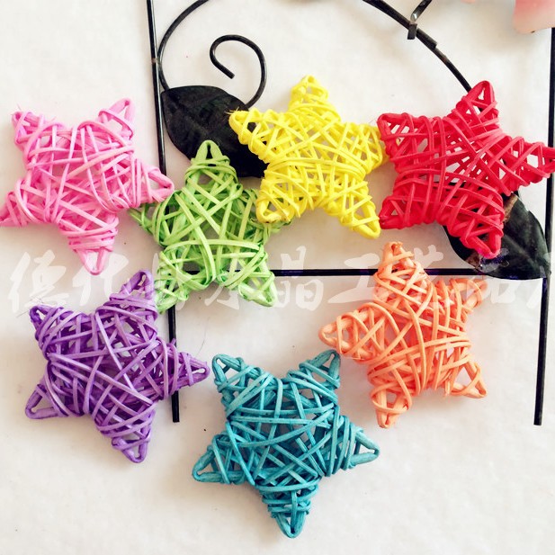 Nail-free 6cm rattan five-pointed star color star rattan ball Thailand lamp string accessories home ornaments