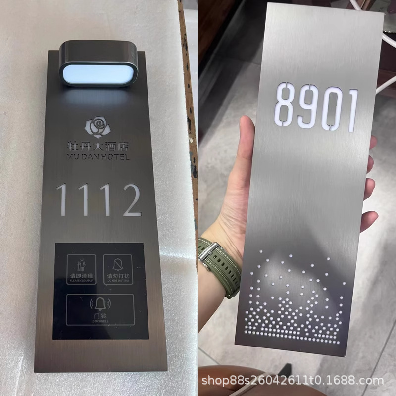 Hotel Luminous Digital Door Sign, Hotel Room Door Sign, Doorbell, B&B Guest Room, Stainless Steel Smart Door Sign Production