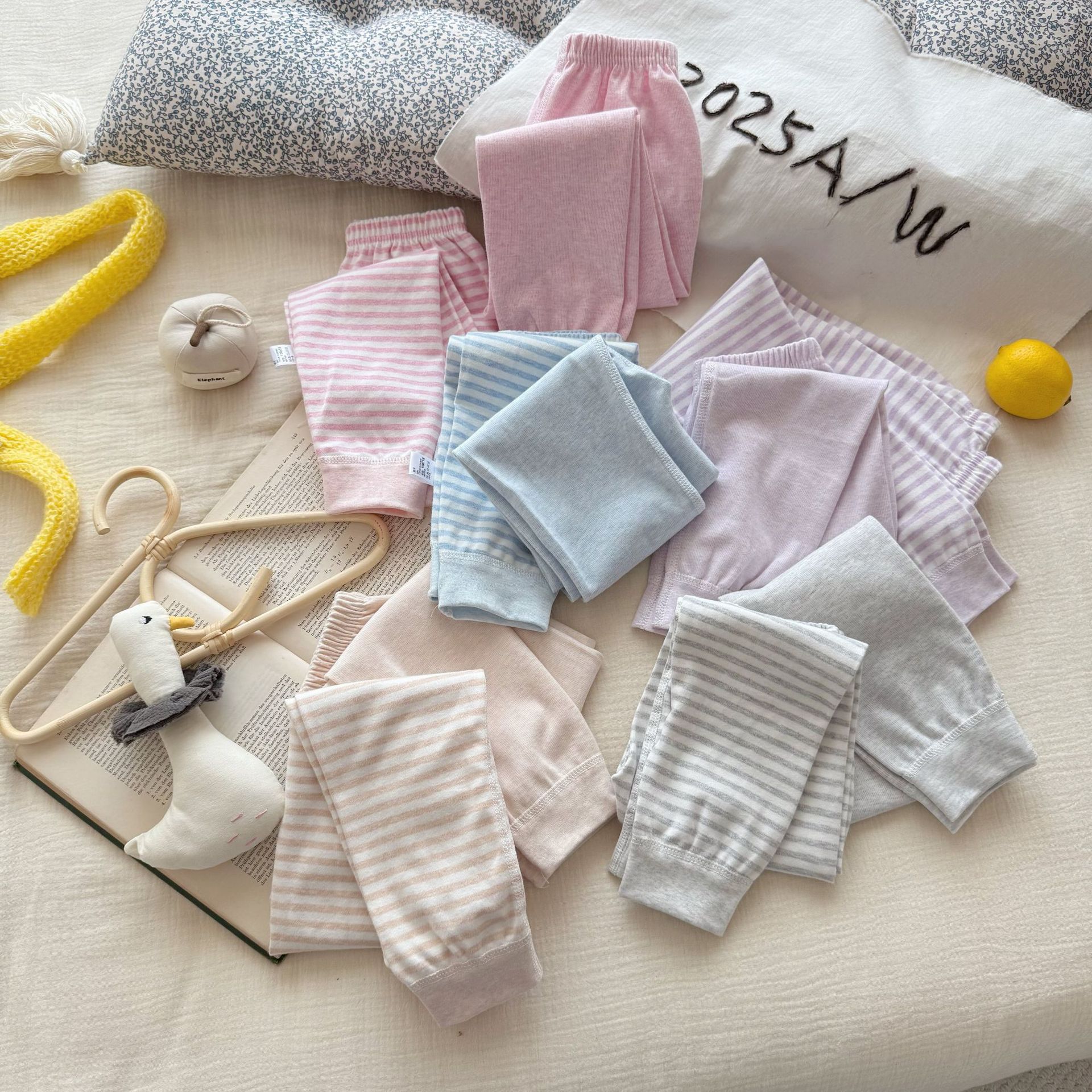 Детские пижамы, домашние брюки для малышей весна-осень, дышащие брюки из чистого хлопка для мальчиков, 2 упаковки для девочек