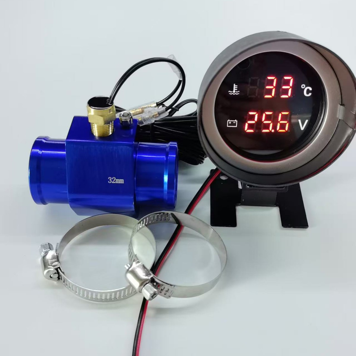 Modified Digital Circular Electronic Water Temperature Gauge 3m Wire Plug 12V24V Universal Applicable Agricultural Machinery Truck Water Temperature Gauge