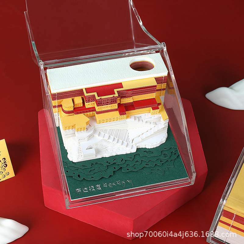 Cross-Border Selection of Potala Palace 3D Stereo Note Paper Carving Calendar Decompression Hand-Tearable Sticky Note Gift Ornaments