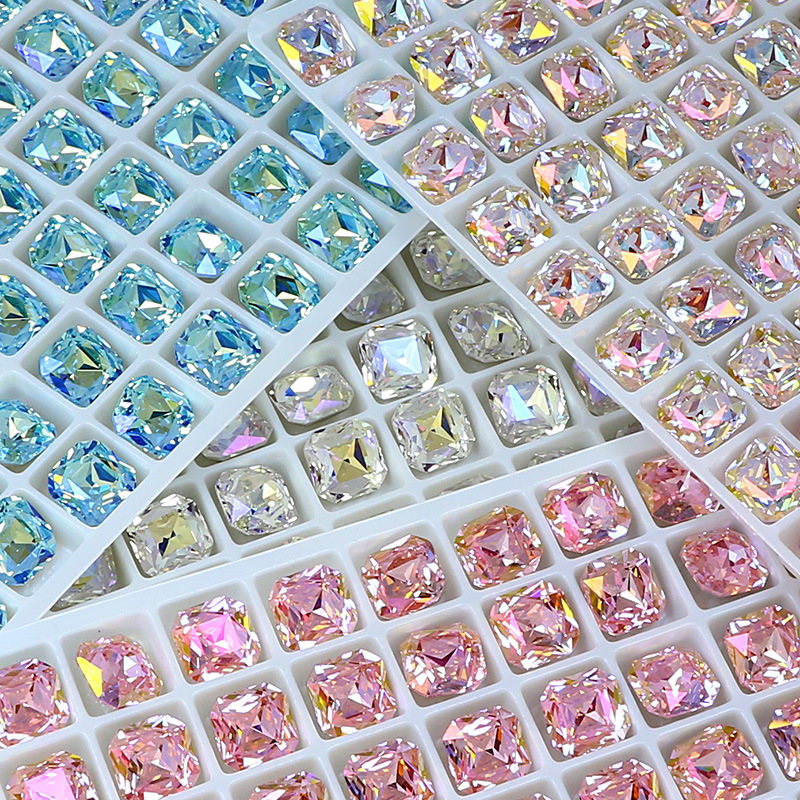 Dongzhou Crystal square octagonal pointed bottom Diamond k9 glass Diamond light luxury rhinestone Princess Square nail Diamond DIY jewelry accessories