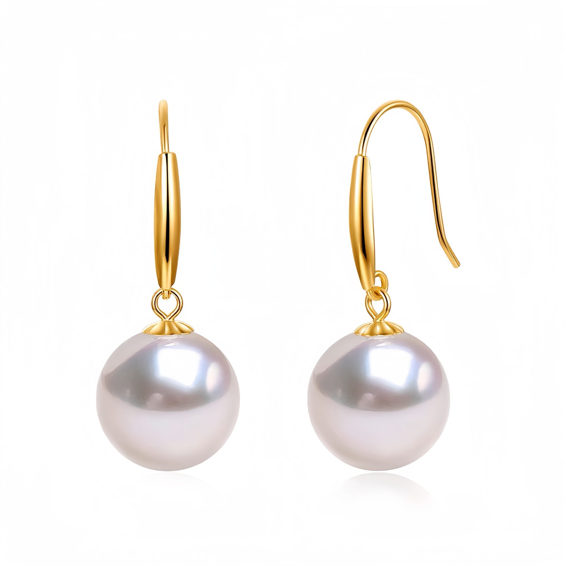18K Color Gold New Freshwater Pearl Earrings Korean Style Personalized Fashion Pearl Ear Hooks Women's Holiday Gifts Wholesale