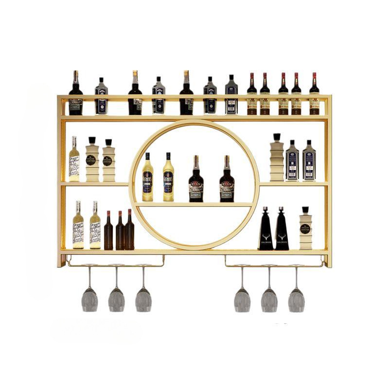 Iron Bar Wine Rack Wall-Mounted Wine Cabinet Bar Storage Rack Red Wine Wall Home Restaurant Display Rack Restaurant Wall-Mounted