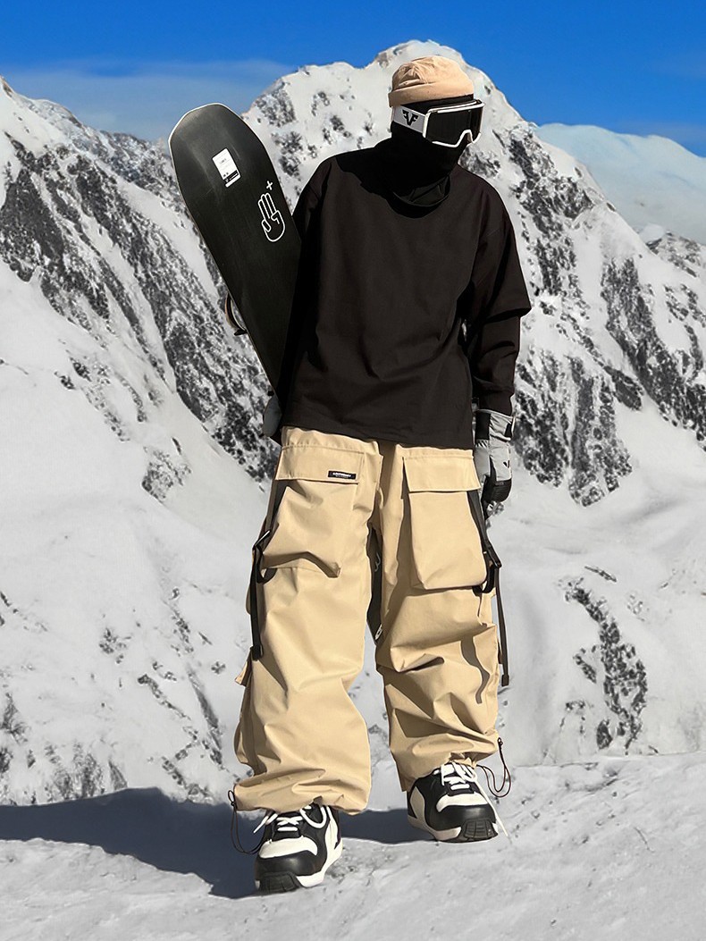 American-style Functional Single-board Windproof and Waterproof Snow Pants Men's and Women's Multi-pocket Small Potato Ski-wear Casual Pants