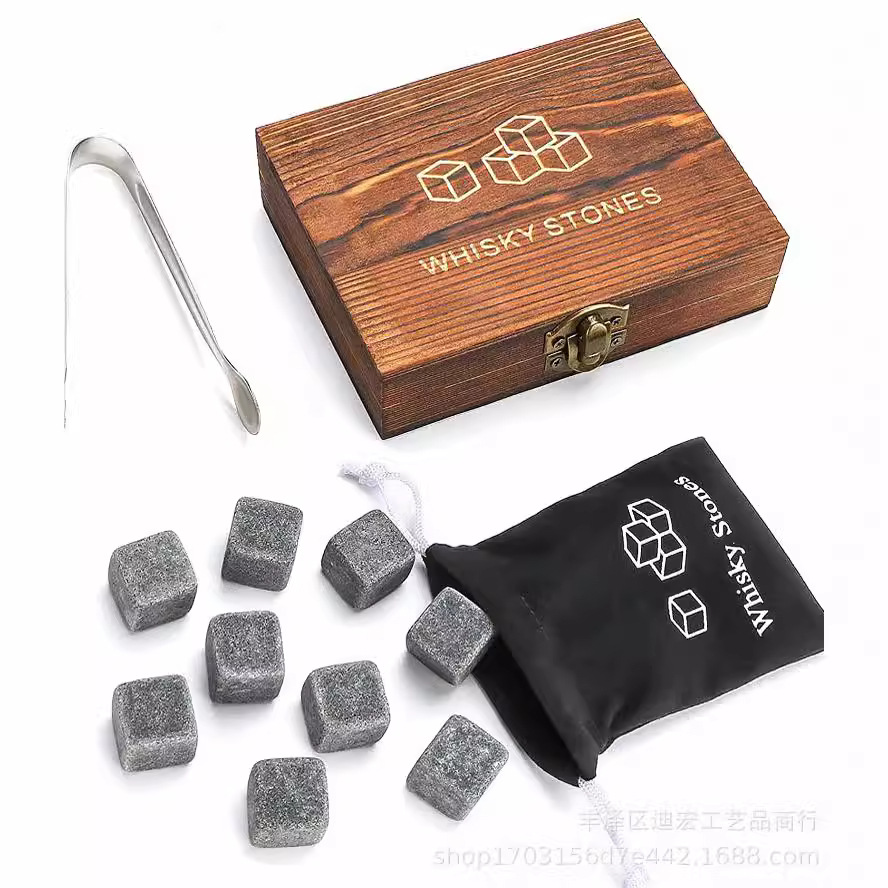 Whiskey Icewine Stone whisky stones Frozen Ice Stone Recyclable Gift Wooden Boxed