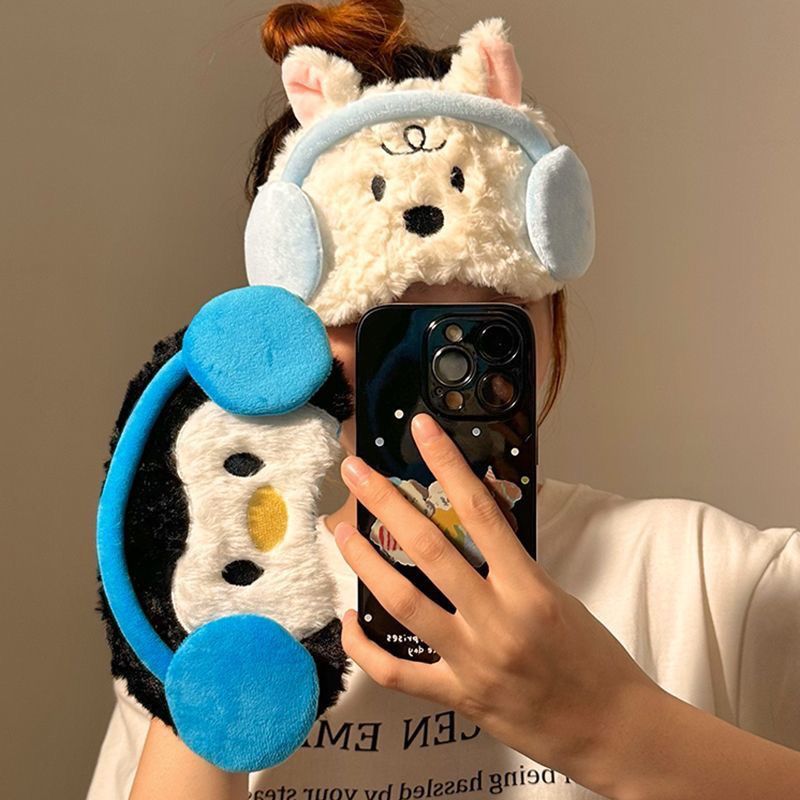 Cute Light-Blocking Ice-Sensing Sleep Eye Mask for Female Students during Lunch Break to Relieve Eye Fatigue and Adjustable Eye Mask