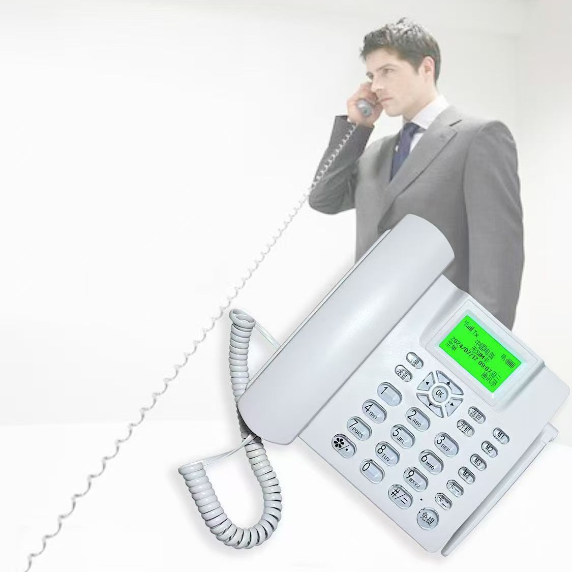 4g Full-Network Volte Landline Phone with Sim Card Support for 45g Mobile, Telecom, and Broadband High-Definition Calls