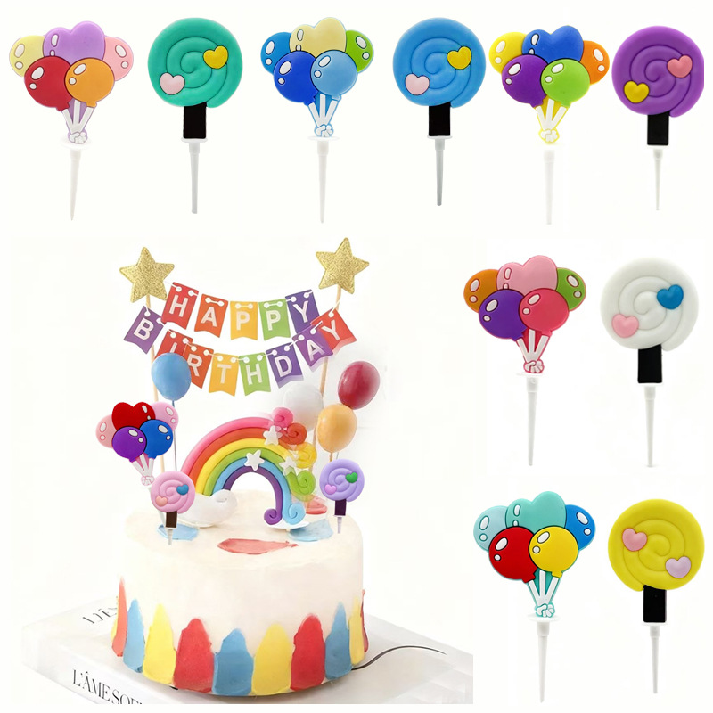 Кросс-бордерные популярные мультяшные леденцы из мягкой резины, украшения для дня рождения детей, вставные украшения для торта