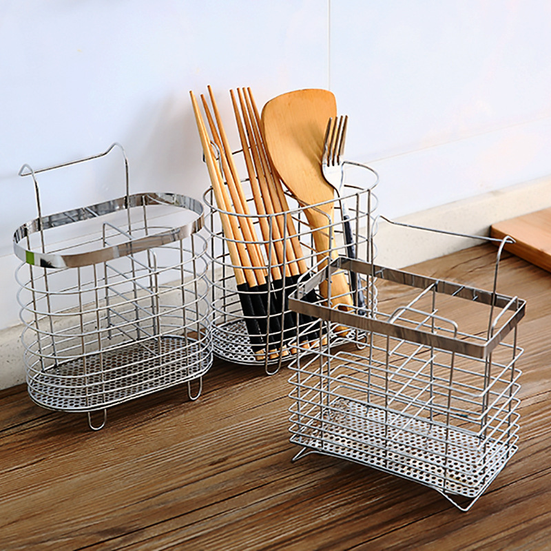 Chopsticks holder household chopsticks cage stainless steel chopsticks holder hanging drainer kitchen storage tableware cage chrome plated