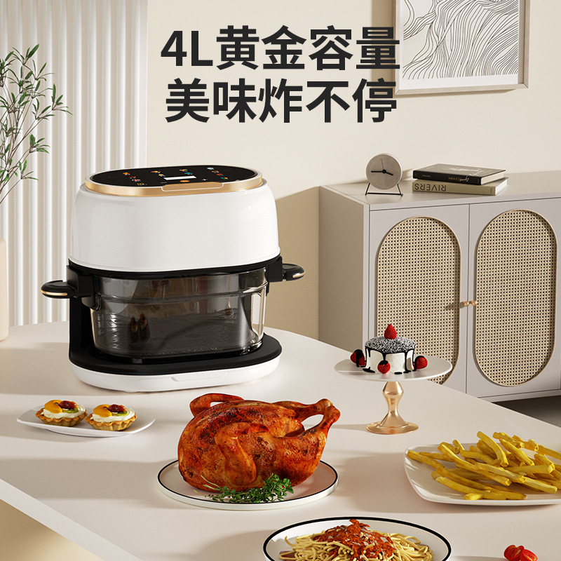 New 4L Glass Household Large-Capacity Air Fryer Cross-Border Airfryer Touch Screen Multi-Functional Oil-Free Potato Machine Strips