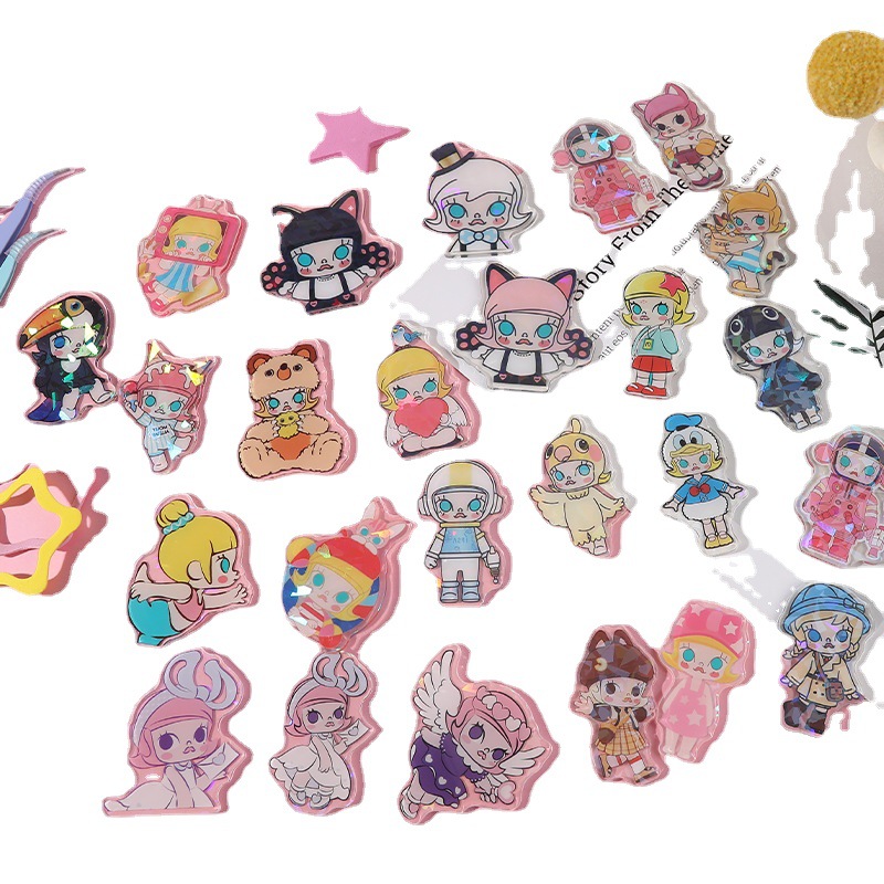 Acrylic Patch DIY Animation Peripheral Colorful Laser Phone Case Brooch Pendant Cartoon Keychain