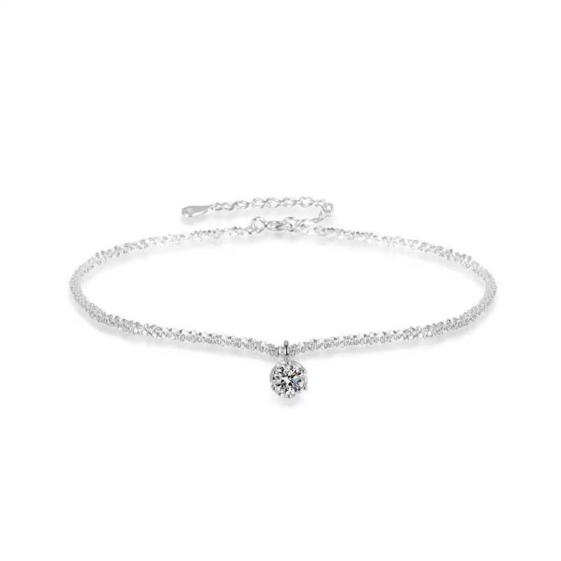 Cross-Border Popular Baby's Breath Sparkling Zircon Anklet for Women, Light Luxury Style Niche Design, High-End Sparkling Foot Accessories