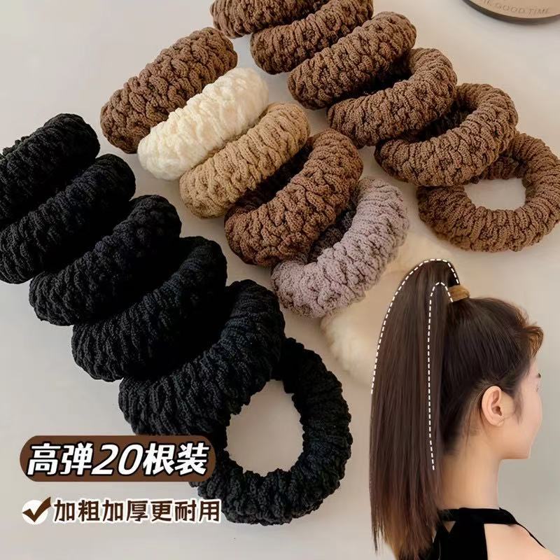 Thickened Thick High Elastic Headline Towel Ring Popcorn Colorful Seamless Hair Ring Pine Tail Headline Hair Rope Hair Accessories